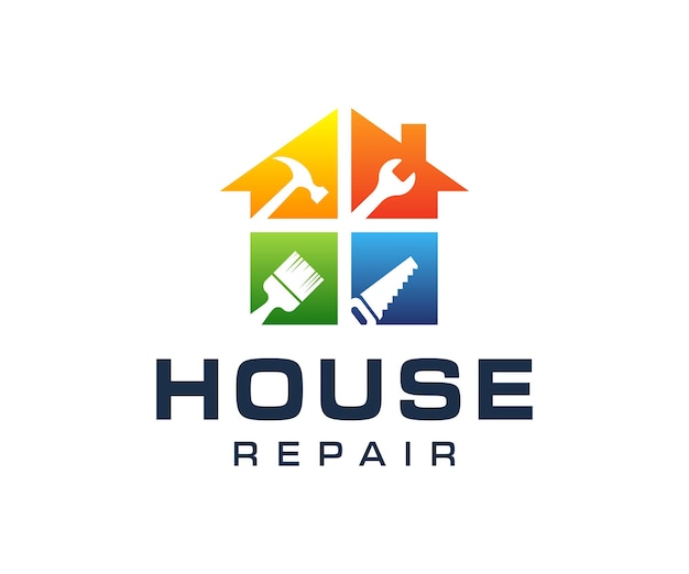 Huisverbetering logo vector. huis reparatie logo