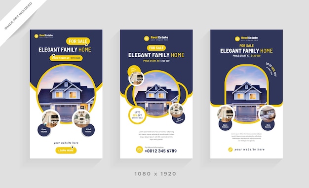 Huisverkoop of Real Estate Social Media Promotioneel verhaal ontwerpsjabloon