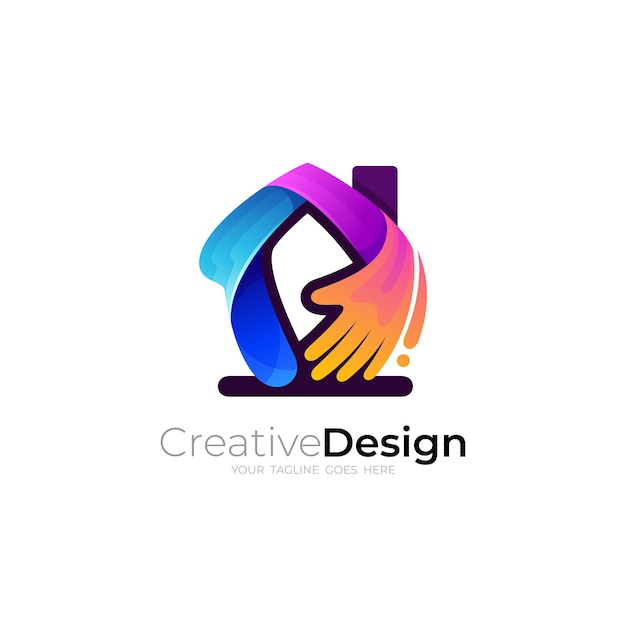 Huiszorg logo met sociale community design kleurrijke iconen