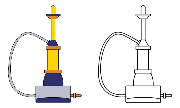 Vector hukka smoker outline colour illustration