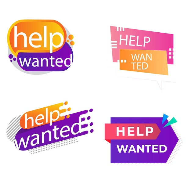 Hulp gezocht labelontwerp vector