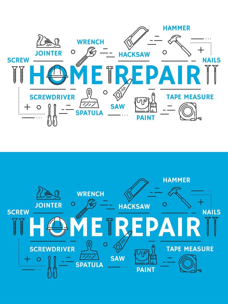 Vector hulpmiddelen en apparatuur voor thuisreparatie