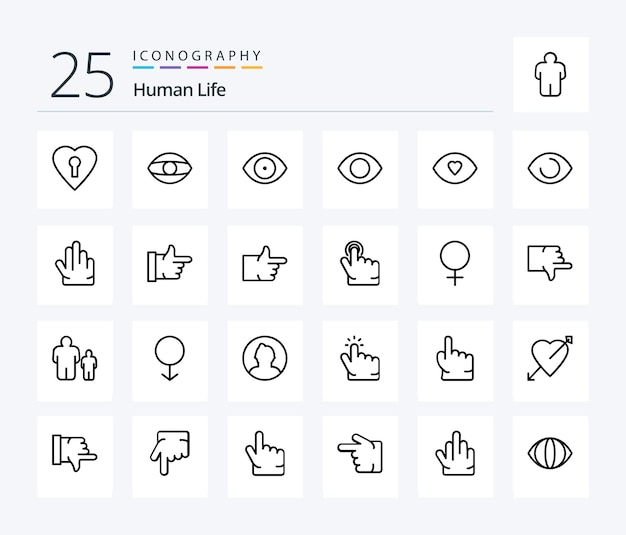 Pacchetto di icone human 25 line che include il voto del dito della mano della mano di genere