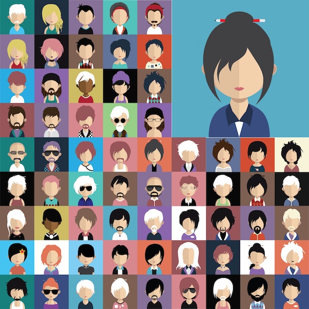 Vector human avatar collection