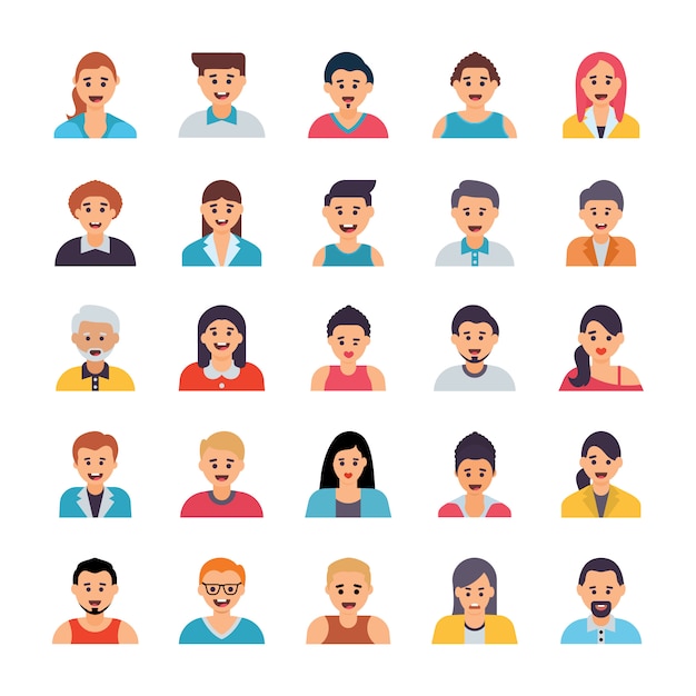 Human Avatars Flat Icons Set