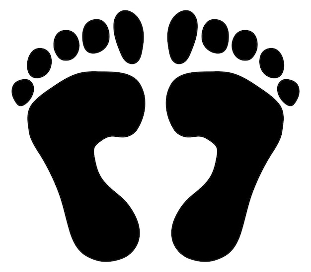 인간의 검은 발자국 맨발 단계 쌍