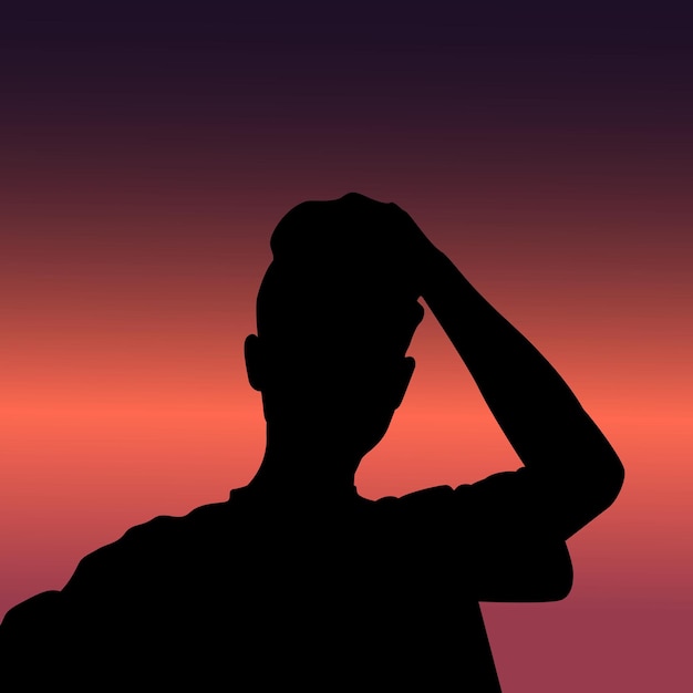 Human black vector on sunset