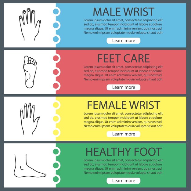 Human body parts web banner templates set