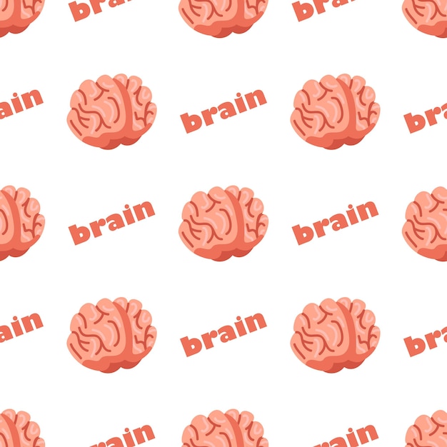 Human brain cartoon style illustration seamless pattern vector illustration