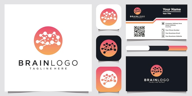 Human brain icons illustration logo and business card design template