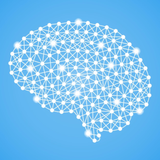 Human Brain Isolated On A Blue Background Vector Illustration