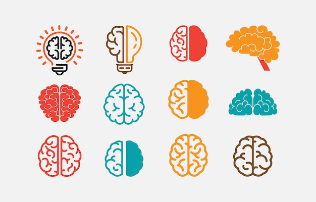 Vector human brain logo design