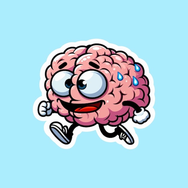 Vector human brain sticker