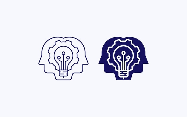 Human brain and technology Ai Process vector icon