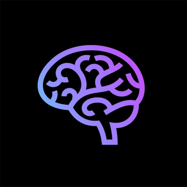 Human brain vector illustration. Line icon, gradient coloured.