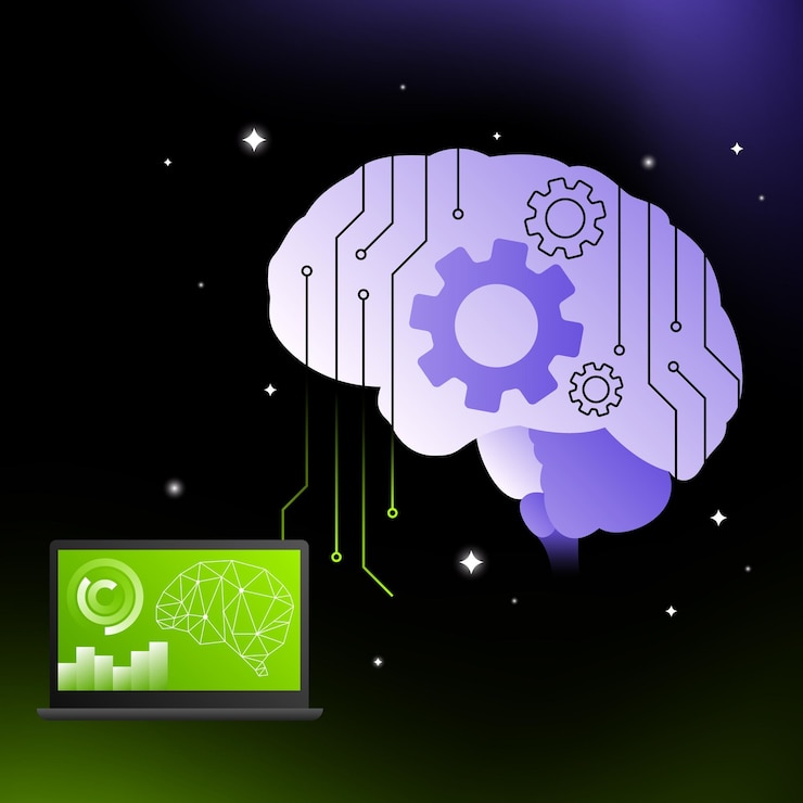 Vector human brains illustration ai machine learning abstract graphics