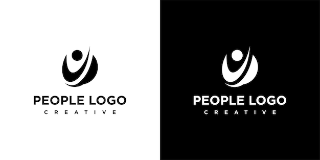 Vector human character logo ontwerp sjabloon