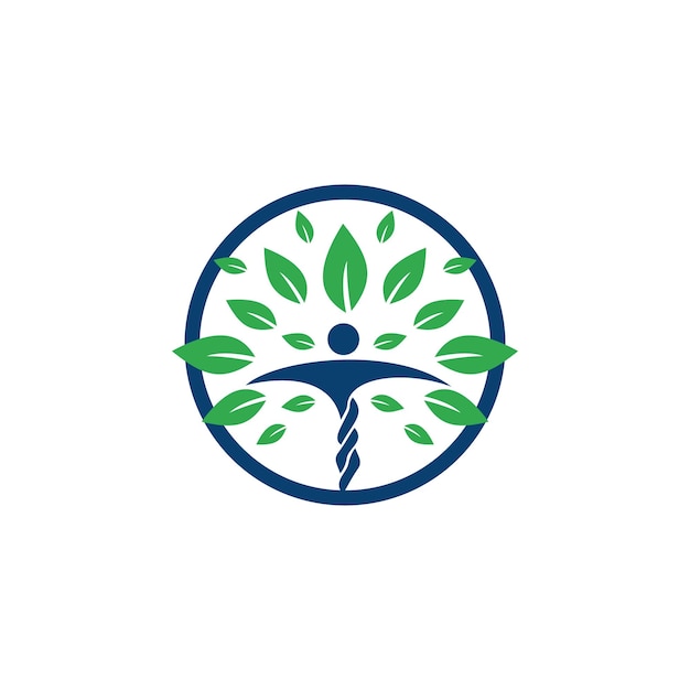 Human character with leaves logo design