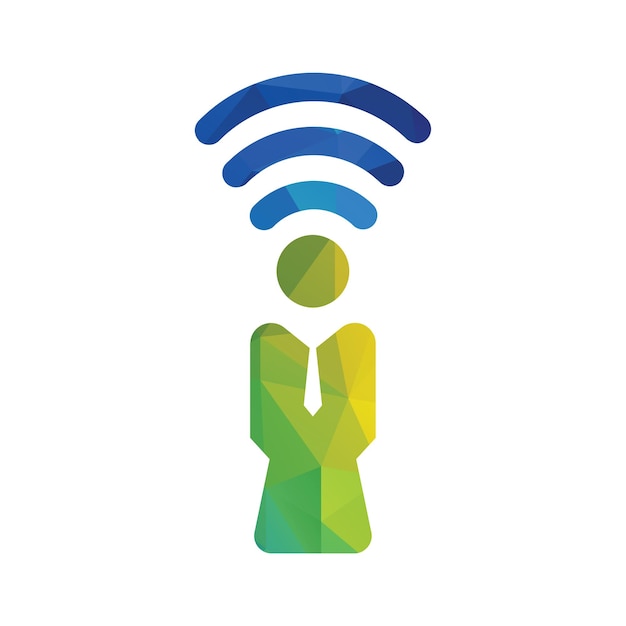 Вектор Человеческая связь дизайн иконок логотипа wi-fi и комбинированный дизайн человека