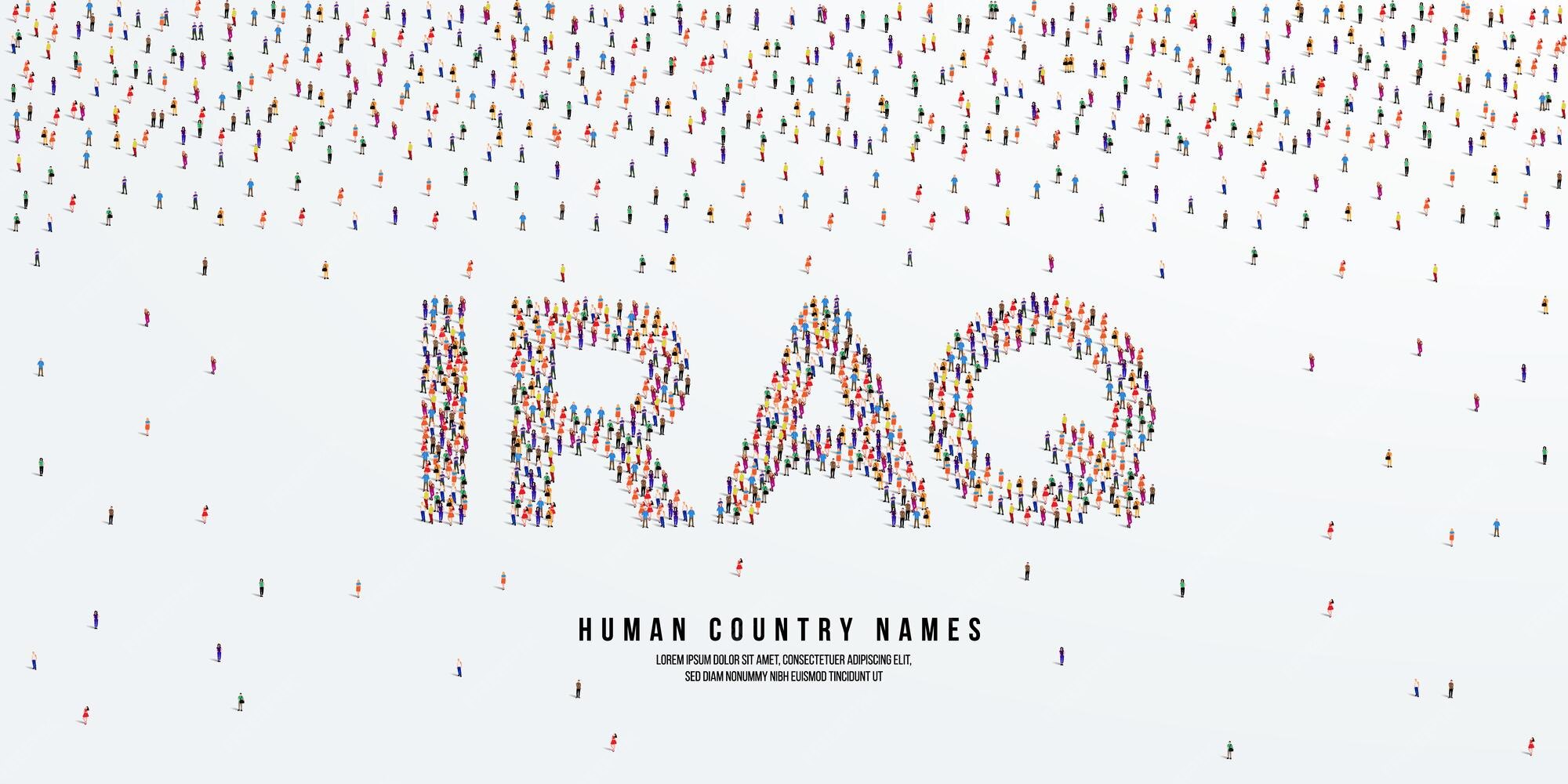 Premium Vector | Human country name Iraq. large group of people form to