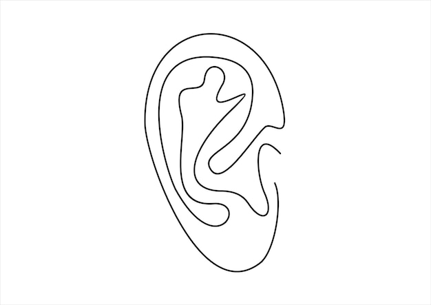 Human ear continuous one line drawing World deaf day single line concept