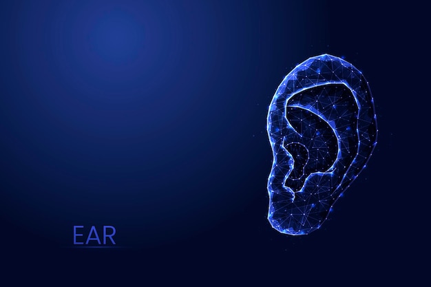 Human ear low poly concept vector illustration