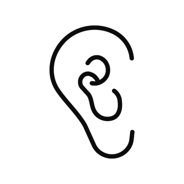 Human Ear Outline Style Icon Isolated Vector Illustration