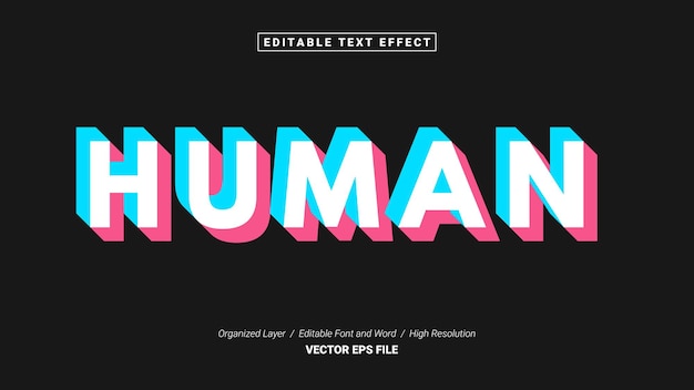 Human Editable Font. Typography Template Text Effect Style. Lettering Vector Illustration Logo.