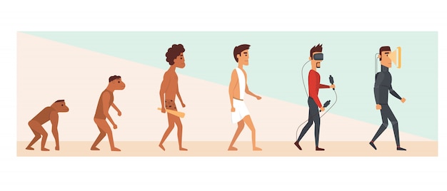 Human evolution and future.   illustration