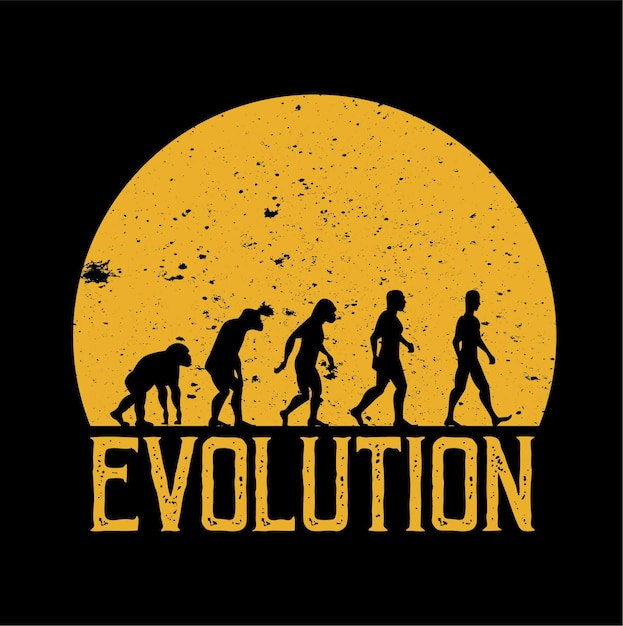 human evolution vector walking full moon background