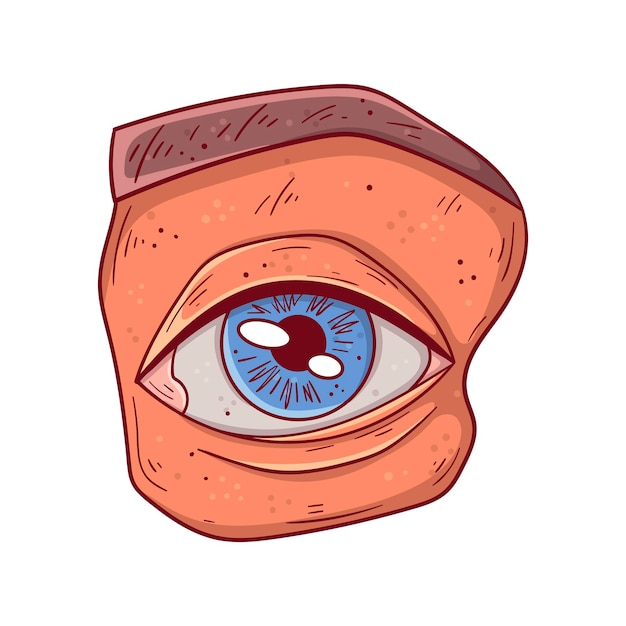 Human eye hand drawn cartoon simple vector illustration