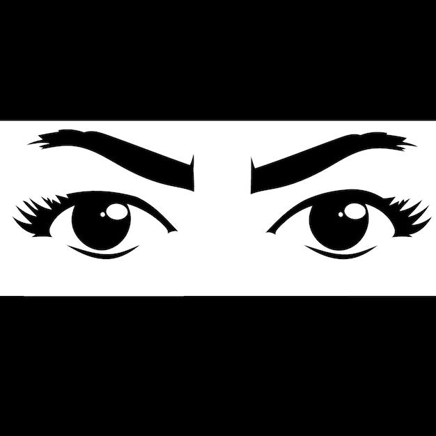 Vector human eyes watching in black white