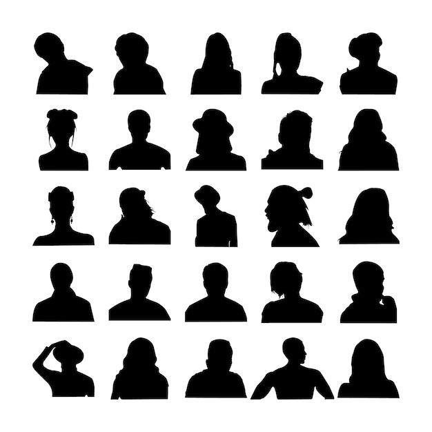 Human face silhouettes collection