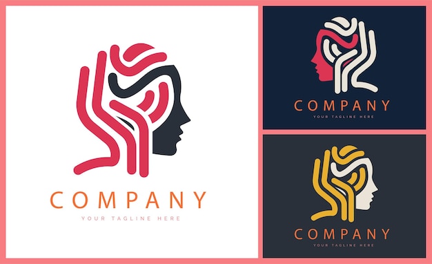 Vector human face style modern logo template design for brand or company