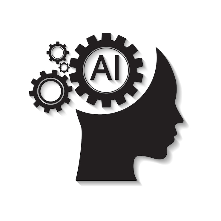 Vector human face with a gears icon artificial intelligence technology concept design machine learning isolated artificial intelligence symbols vector illustration for banner and web template