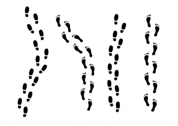 Vector human feet. silhouette feet people.