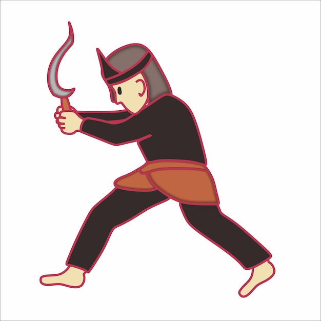 Human fighters with traditional weapons icon