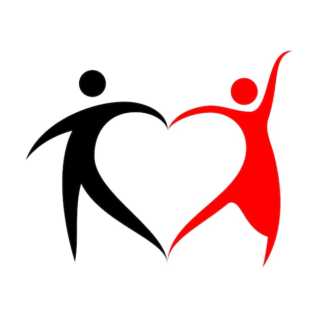 Human figures forming heart logo symbol