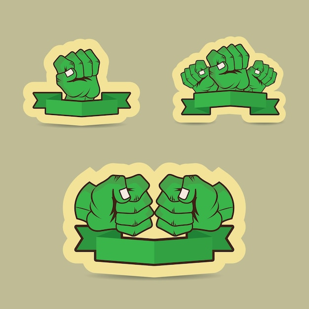 Human fist green cartoon illustration