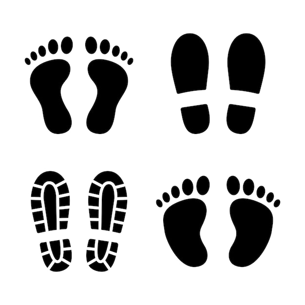 Vector human footprint and shoe print symbol.