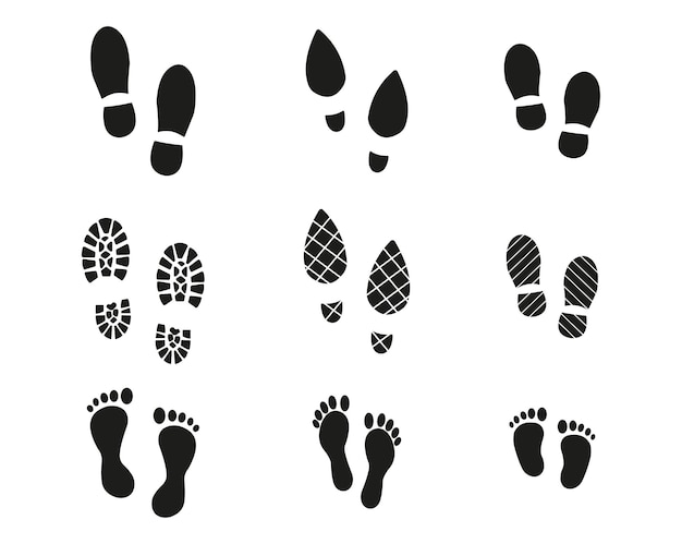 Human footprints collection. Baby footprint. Vector graphics