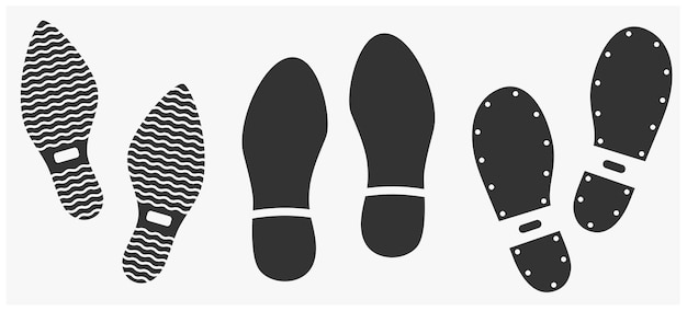 Human footwear footprints icon set isolated on white