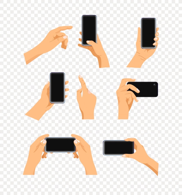 Gesto umano facendo uso dell'insieme moderno dello smartphone isolato su trasparente