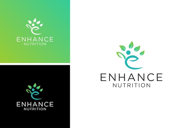 human grow leaf green nutrition food logo design