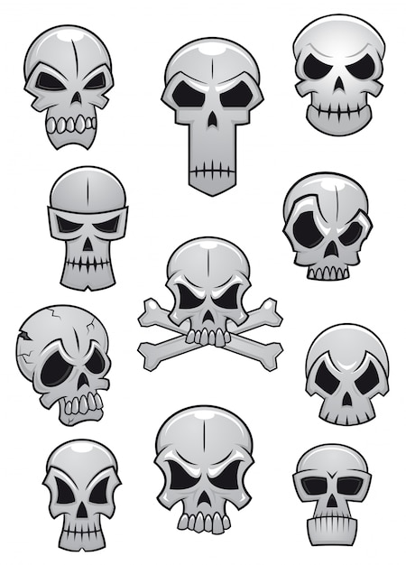 Human halloween skulls set