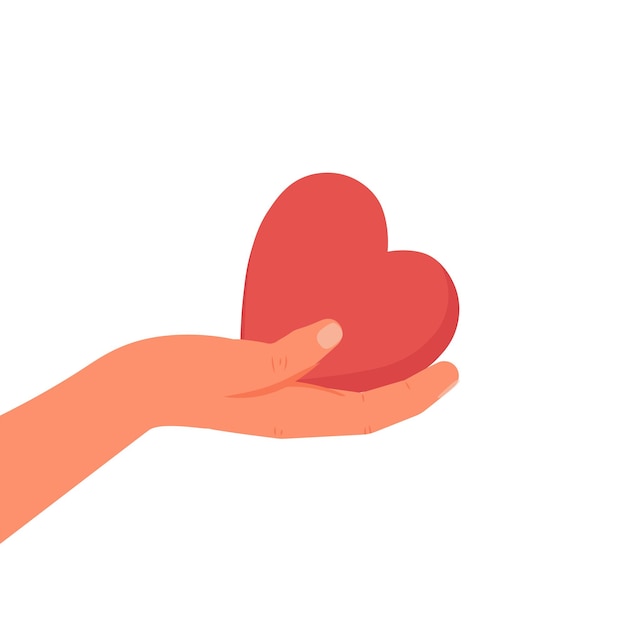 Human hand gives heart. Concept of love, charity, sharing love, helping others, support, donation