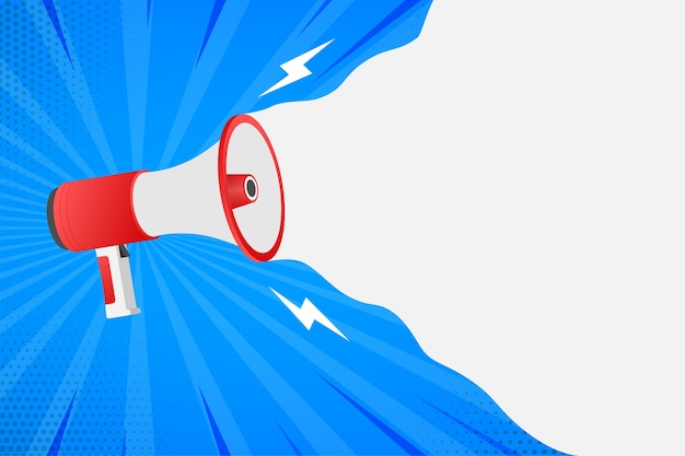 Vector human hand holding megaphone. social media marketing concept.