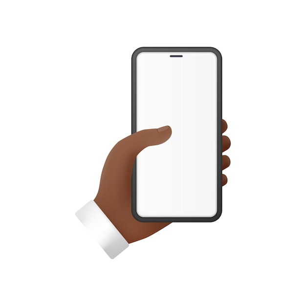 human hand holding smartphone showing phone with empty screen