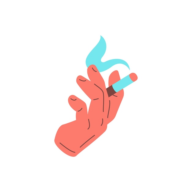 Вектор Человеческая рука, держащая дым сигареты концепция здравоохранения и зависимости икона вектор плоский