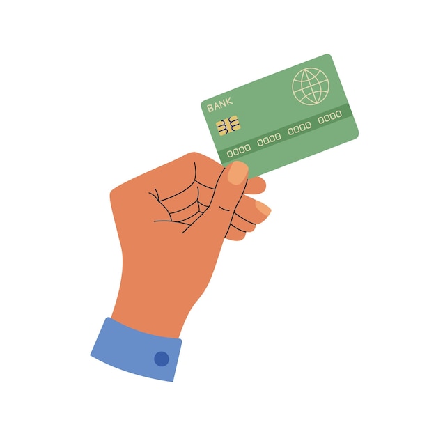 Human hand holds a credit card. electronic payment, virtual money, transaction, banking